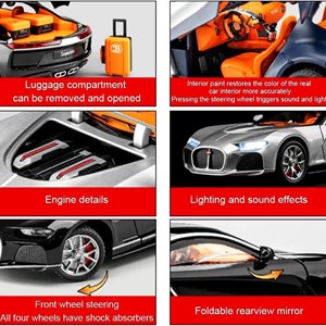 اسباب بازی ماشین فلزی بوگاتی نقره ای سقف مشکی 1:24 Diecast Bugatti Atlantic_اسباب بازی ماشین